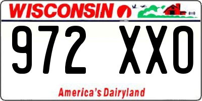 WI license plate 972XXO
