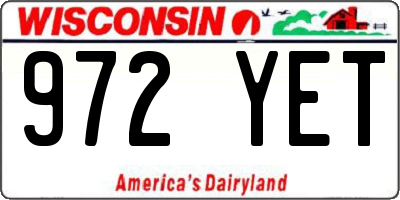 WI license plate 972YET