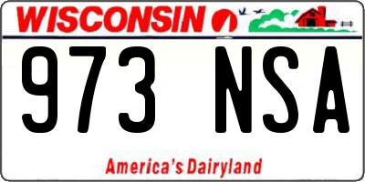 WI license plate 973NSA