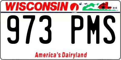 WI license plate 973PMS