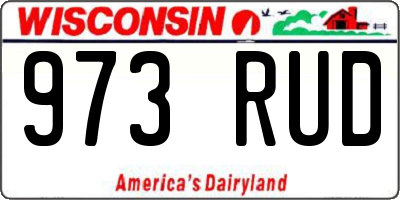 WI license plate 973RUD