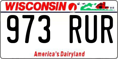 WI license plate 973RUR