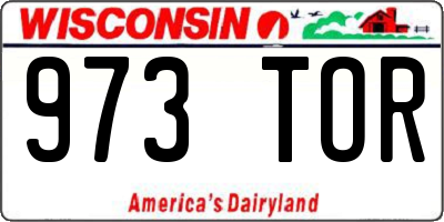 WI license plate 973TOR