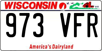WI license plate 973VFR