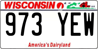 WI license plate 973YEW