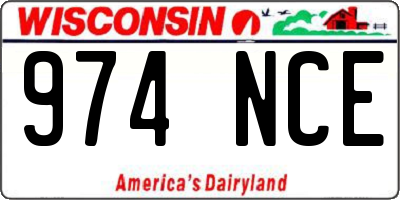 WI license plate 974NCE