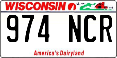 WI license plate 974NCR