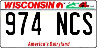 WI license plate 974NCS