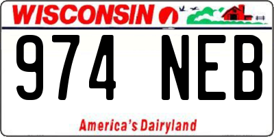 WI license plate 974NEB