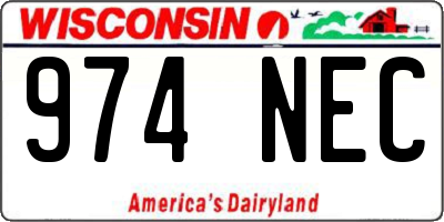 WI license plate 974NEC