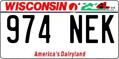 WI license plate 974NEK