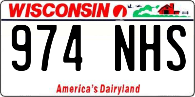WI license plate 974NHS