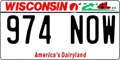 WI license plate 974NOW