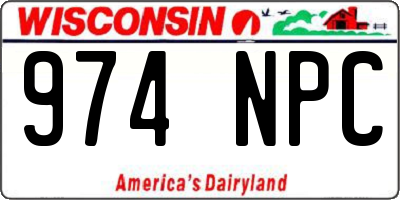 WI license plate 974NPC