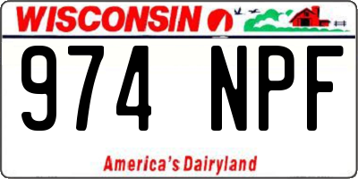 WI license plate 974NPF