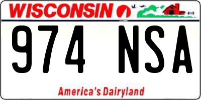 WI license plate 974NSA