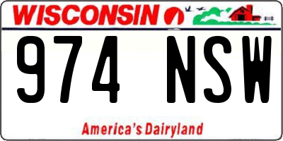 WI license plate 974NSW