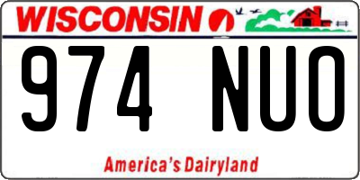 WI license plate 974NUO