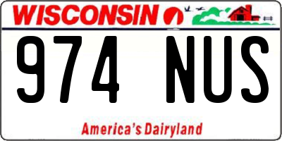 WI license plate 974NUS
