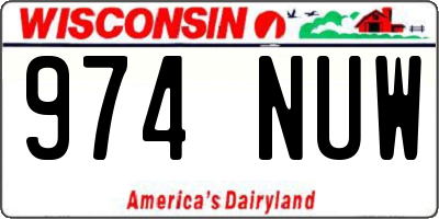 WI license plate 974NUW