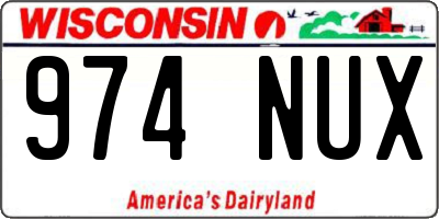 WI license plate 974NUX