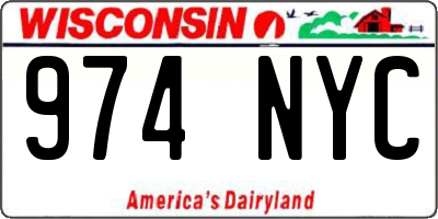 WI license plate 974NYC