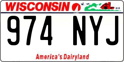 WI license plate 974NYJ