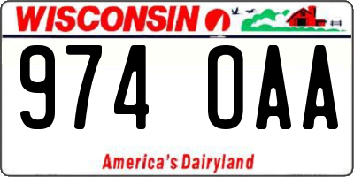 WI license plate 974OAA