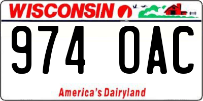 WI license plate 974OAC