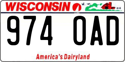 WI license plate 974OAD