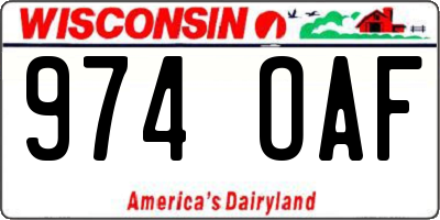 WI license plate 974OAF