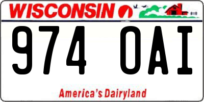 WI license plate 974OAI