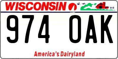 WI license plate 974OAK