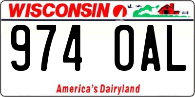 WI license plate 974OAL