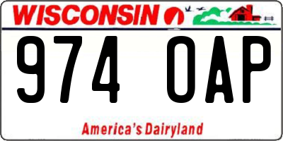 WI license plate 974OAP