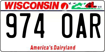 WI license plate 974OAR