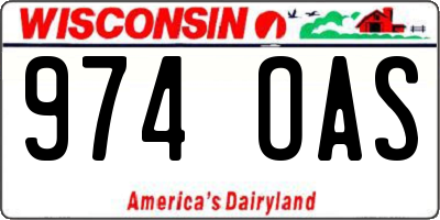 WI license plate 974OAS
