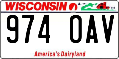 WI license plate 974OAV
