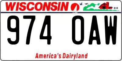 WI license plate 974OAW