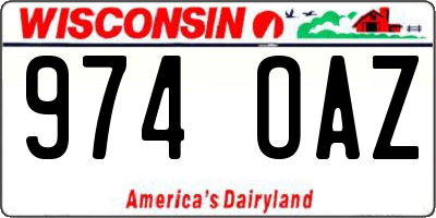 WI license plate 974OAZ