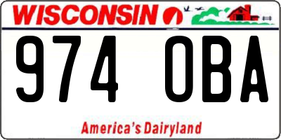 WI license plate 974OBA
