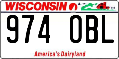 WI license plate 974OBL