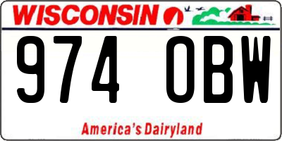 WI license plate 974OBW