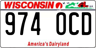 WI license plate 974OCD
