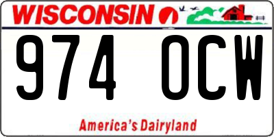 WI license plate 974OCW