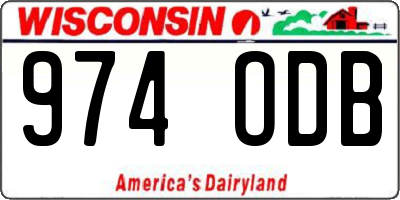 WI license plate 974ODB