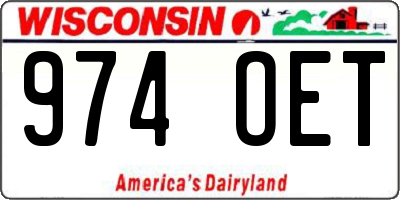 WI license plate 974OET