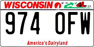 WI license plate 974OFW