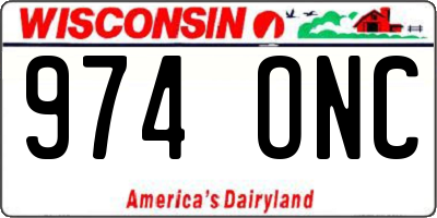 WI license plate 974ONC