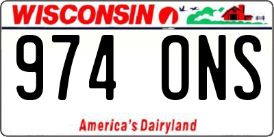 WI license plate 974ONS
